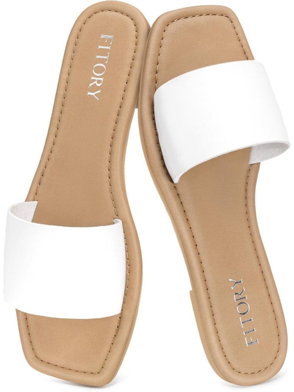 Women's White Comfortable Fashion Slippers for Summer Slide Sandals Dressy Flat